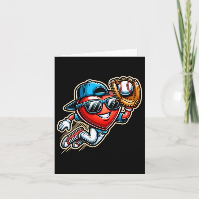 Valentines day Baseball Boys Kids Funny 2 Kort (Framsida)