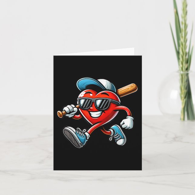 Valentines day Baseball Boys Kids Funny Kort (Framsida)