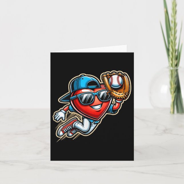 Valentines day Baseball Boys Kids Funny Kort (Framsida)
