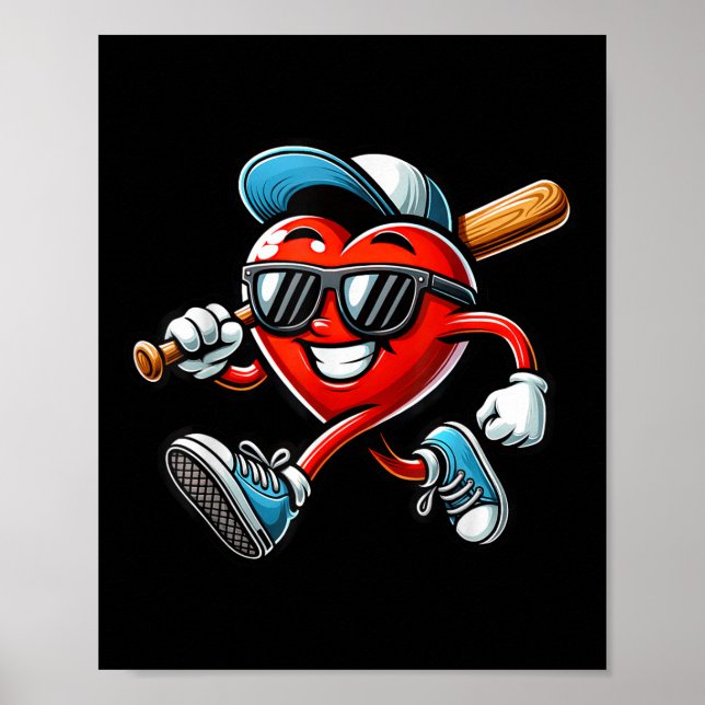 Valentines day Baseball Boys Kids Funny Poster (Framsidan)
