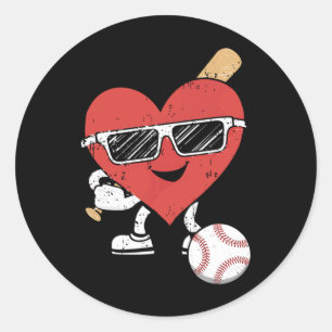 Valentines day Baseball Cute Sports Manar Boys Kid Runt Klistermärke