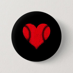 Valentines day Baseball Heart Sport Boys Tonåringa Knapp