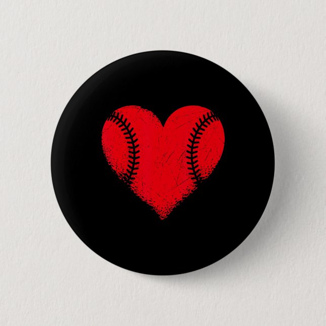 Valentines day Baseball Heart Sport Boys Tonåringa Knapp (Framsida)