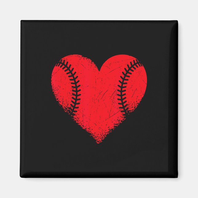 Valentines day Baseball Heart Sport Boys Tonåringa Magnet (Framsidan)