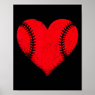 Valentines day Baseball Heart Sport Boys Tonåringa Poster