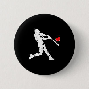 Valentines Day Baseballslagare Silhuett Hjärtat Mi Knapp