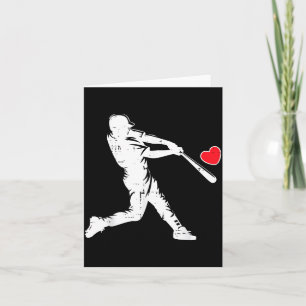 Valentines Day Baseballslagare Silhuett Hjärtat Mi Kort