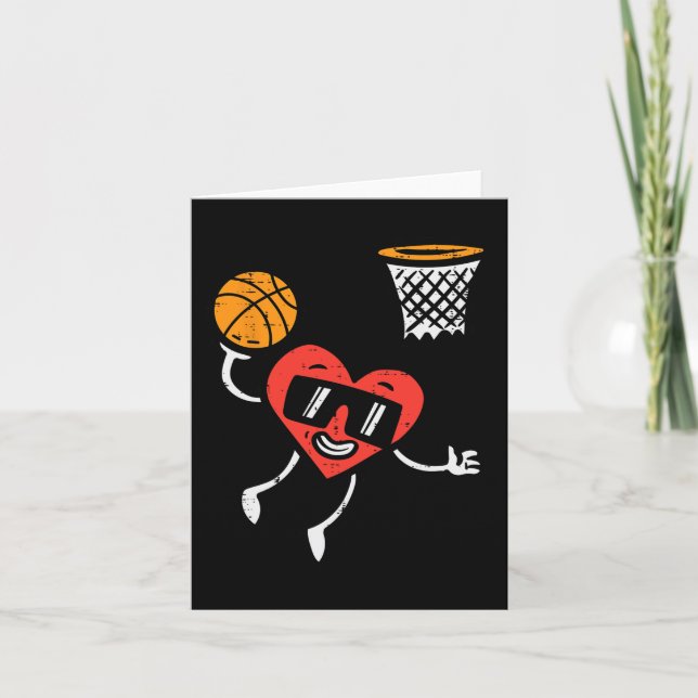 Valentines day Basketball Cute Sports Manar Boys K Kort (Framsida)