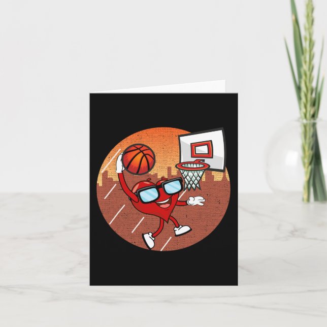 Valentines day Basketball Heart Dunking Boll Boys Kort (Framsida)
