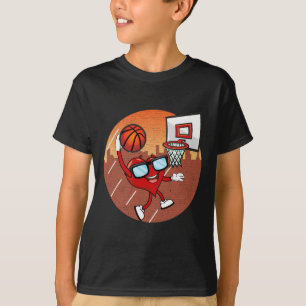 Valentines day Basketball Heart Dunking Boll Boys T Shirt