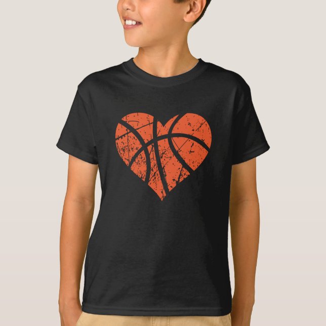 valentines day Basketball Heart Grunge Manar Kvinn T Shirt (Framsida)