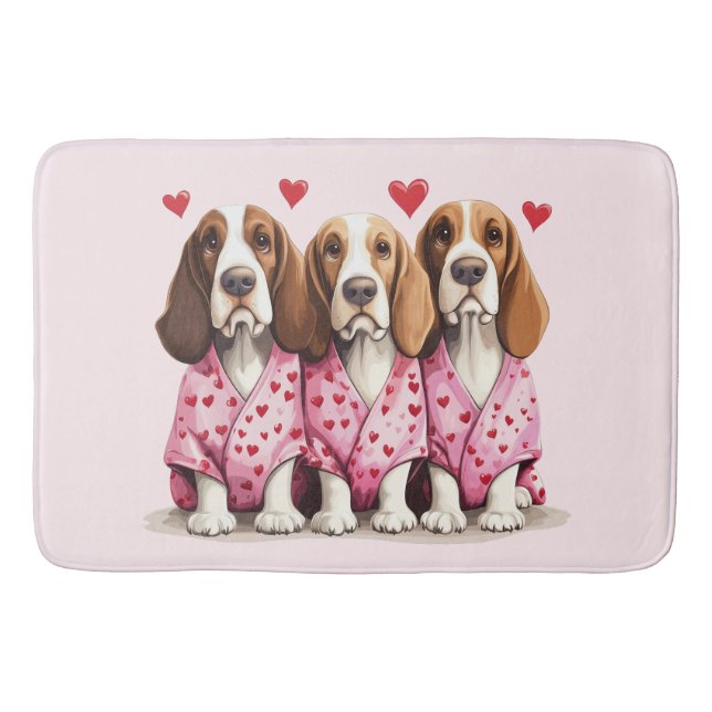 Valentines day Basset Hound Hundar Badrumsmatta (Framsidan)