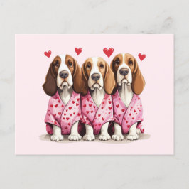Valentines day Basset Hound Hundar Helg Vykort