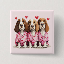 Valentines day Basset Hound Hundar Knapp