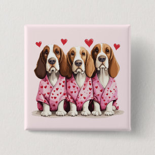 Valentines day Basset Hound Hundar Knapp