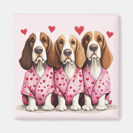 Valentines day Basset Hound Hundar Magnet
