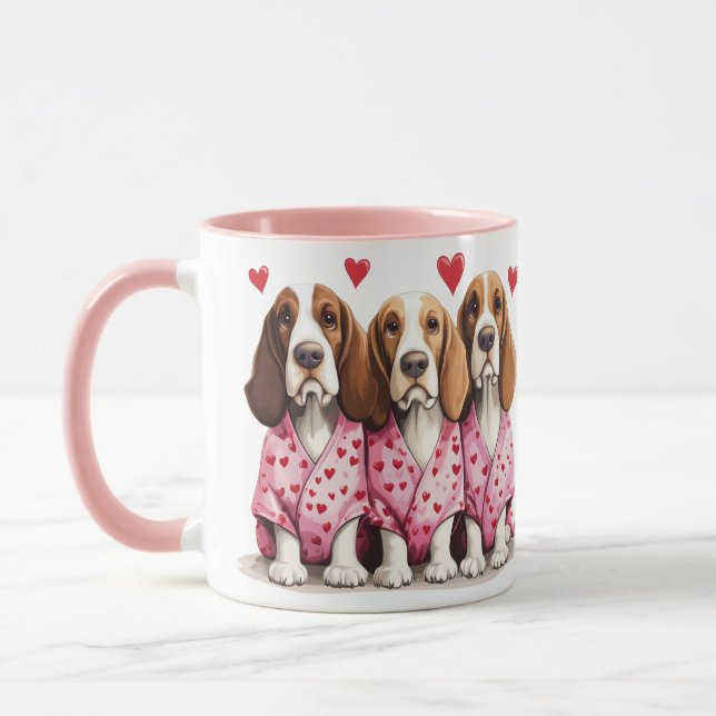 Valentines day Basset Hound Hundar Mugg (Vänster)
