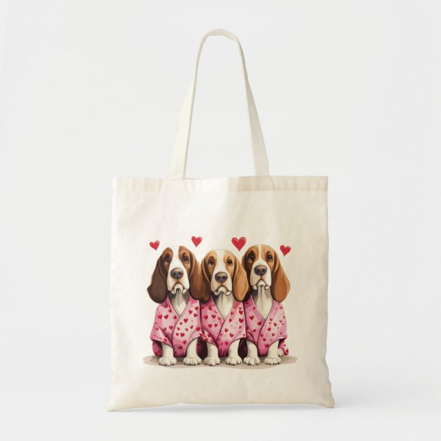 Valentines day Basset Hound Hundar Tygkasse (Framsidan)