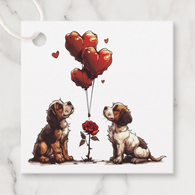Valentines day Beagle Hundar Gåvor Etiketter (Framsida)