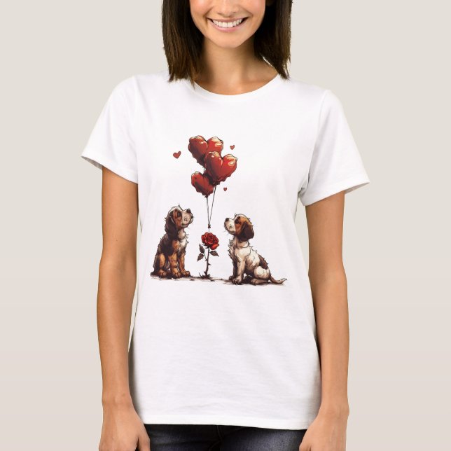Valentines day Beagle Hundar T Shirt (Framsida)