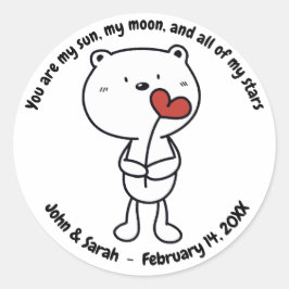Valentine's Day Bear Heart Runt Klistermärke