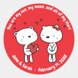 Valentine's Day Bear Heart Runt Klistermärke