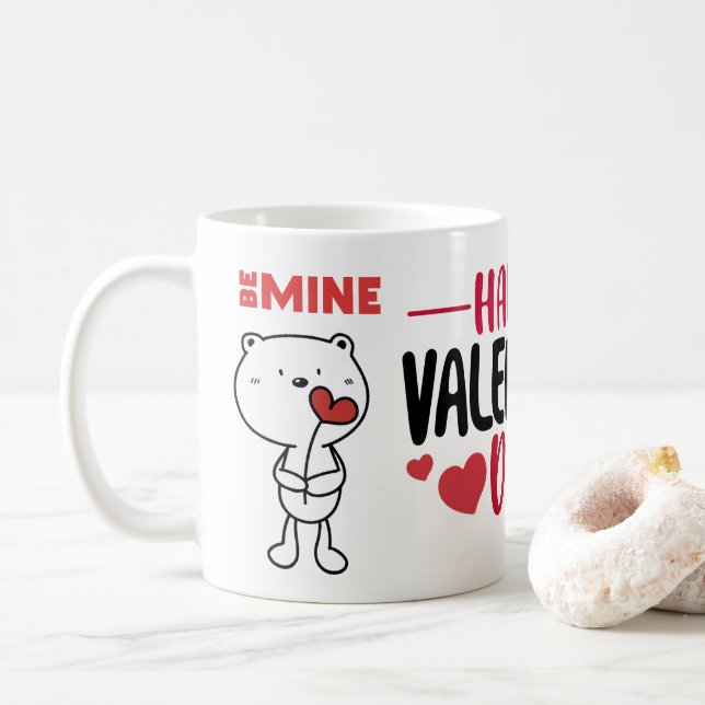 Valentine's Day Bear Love Heart Kaffemugg (Med munk)