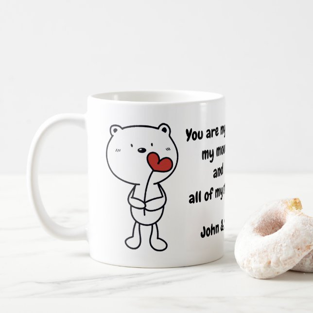 Valentine's Day Bear Love Heart Kaffemugg (Med munk)