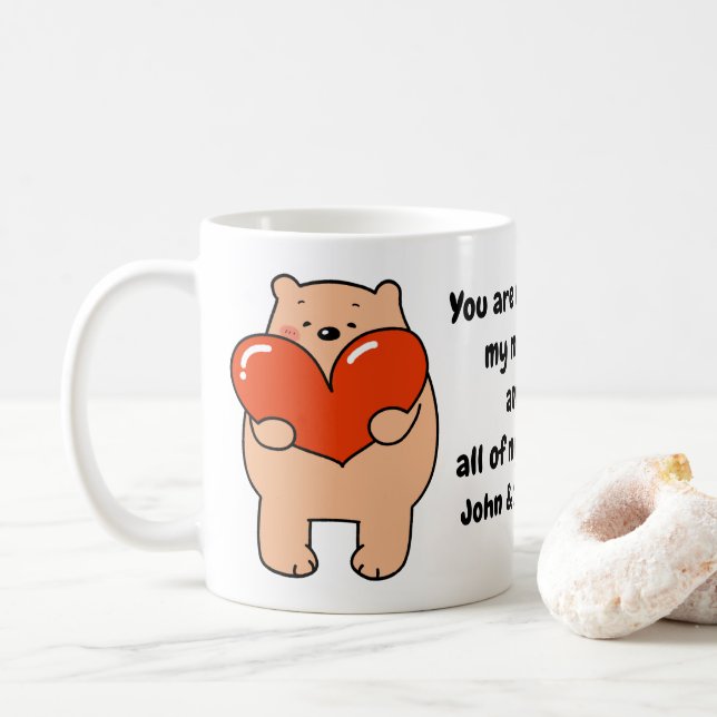 Valentine's Day Bear Love Heart Kaffemugg (Med munk)