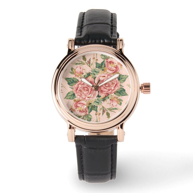 Valentine's Day, Beautiful Pink Roses Flowers Armbandsur (Framsida)