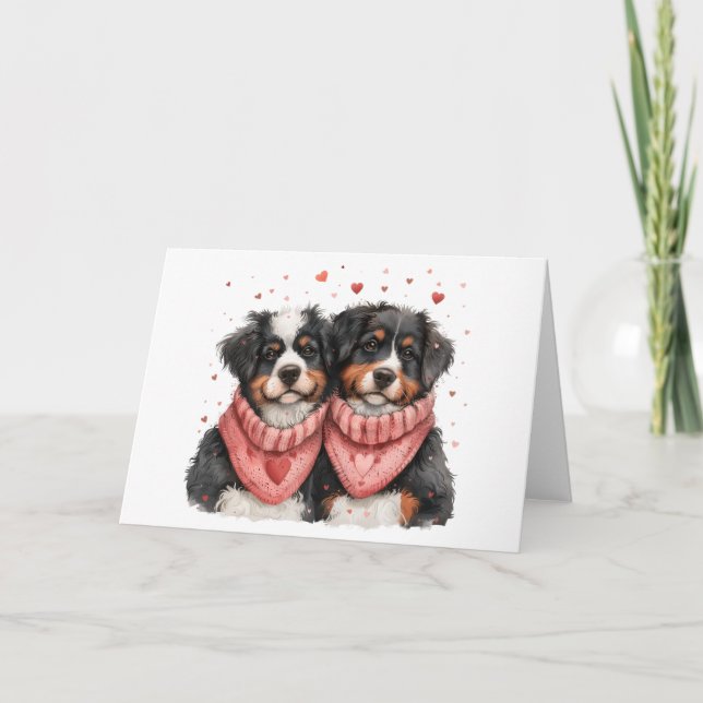 Valentines day Bernese Mountain Hundar Helgkort (Framsida)
