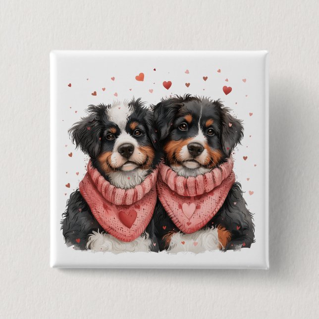 Valentines day Bernese Mountain Hundar Knapp (Framsida)