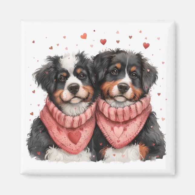 Valentines day Bernese Mountain Hundar Magnet (Framsidan)