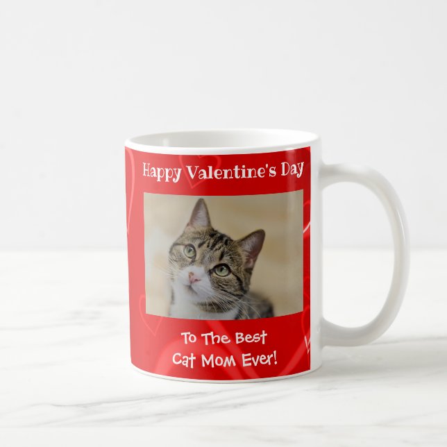 Valentines day Best Cat Mamma någonsin Cute Photo Kaffemugg (Höger)