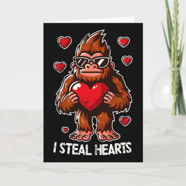Valentine's Day Big Foot Sasquatch I Steal Hearts  Kort (Framsida)