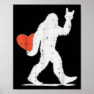 Valentines day Bigfoot Sten Heart Sasquatch Women Poster