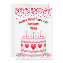 Valentine's Day Birthday Cake Custom Candles Flat