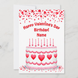 Valentine's Day Birthday Cake Custom Candles Flat Kort