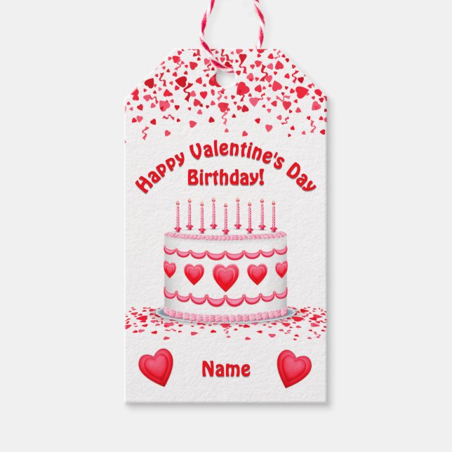 Valentine's Day Birthday Cake Custom Candles Presentetikett (Framsidan)