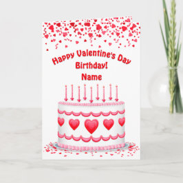 Valentine's Day Birthday Cake Customizable Candles Kort