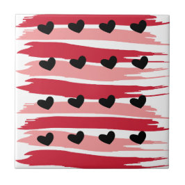 Valentines day Black Hearts Red Rosa Rand Kakelplatta