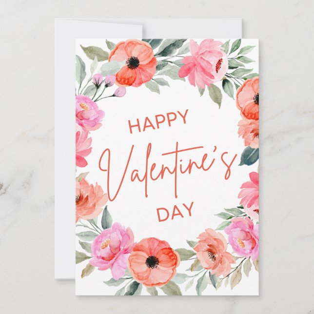 Valentines day Blommigt Utandning Julkort (Framsida)