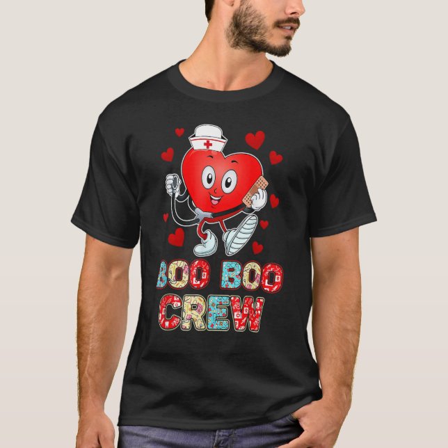 Valentines day Boo Crew Nurse Cute Heart T Shirt (Framsida)