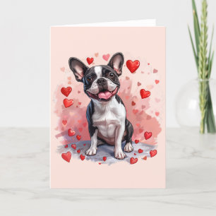 Valentines day Boston Terrier Hund Helgkort