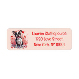Valentines day Boston Terrier Hund Returadress Etikett