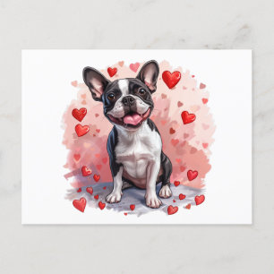 Valentines day Boston Terrier Hund Vykort