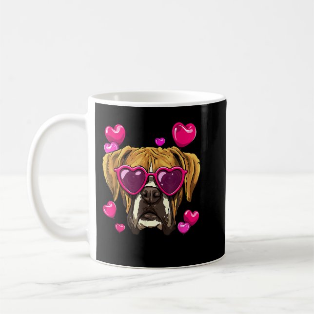 Valentines day Boxer Boxer Hund Ansikte Heart Boxe Kaffemugg (Vänster)