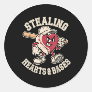 Valentines day Boys Baseball Player Stealing Heart Runt Klistermärke