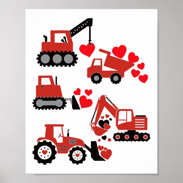 Valentines day Boys Kids Småbarn Construction Truc Poster (Framsidan)