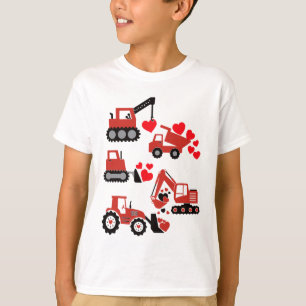 Valentines day Boys Kids Småbarn Construction Truc T Shirt
